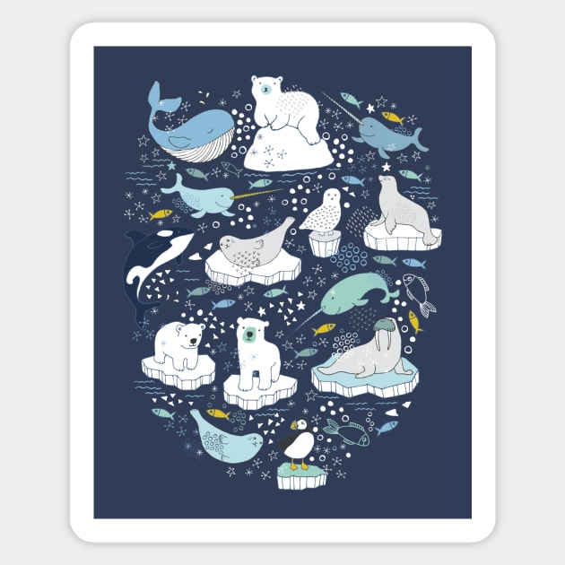 Arctic Animals - Cute animals floating on Icebergs by Cecca Designs Sticker by Cecca